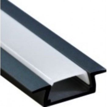 Профіль алюмінієвий  (чорний) LEBRON L-SP світлодіодний вбудований, матова лінза (комплект ) 2 м