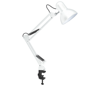 Лампа настільна телескопічна LEBRON L-TL-Tel, E27, 40W, струбцина, біла