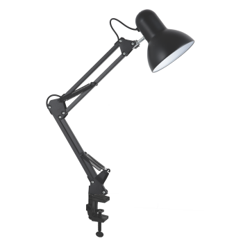 Лампа настільна телескопічна LEBRON L-TL-Tel, E27, 40W, струбцина, чорна