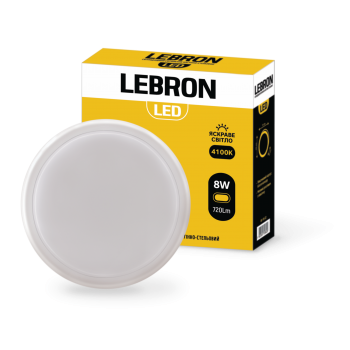 LED світильник LEBRON L-WLR, 8W, круглий, 4100K, 720Lm, ІР65