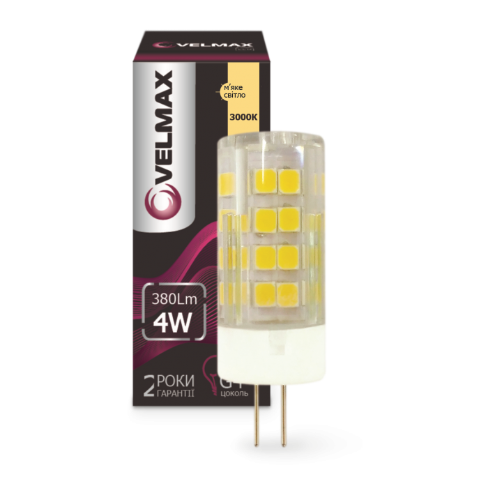LED лампа VELMAX V-G4, 3W, 12V, G4, 4500K, 280Lm, кут 360°