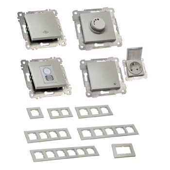 Рамка вертикальна двомісна RITA, Mutlusan, "срібло", (2220 800 2282)