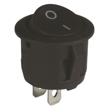 Клавішний перемикач 1 клав. 6А, круглий, 20мм, чорний ON-OFF, 2 контакта