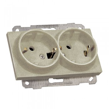 Механізм розетки подвійної, з/з, в 1 коробку, 16А, RITA, Mutlusan, "титан", (2200 202 0283)