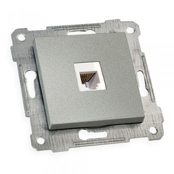 Механізм розетки 1гн телефонної, RITA, Mutlusan, "срібло", (2200 125 0182)