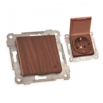 Механізм розетки з/з, 16А, бризкозахищеної, з кришкою, RITA, Mutlusan, "вишня" (2200 610 0256)