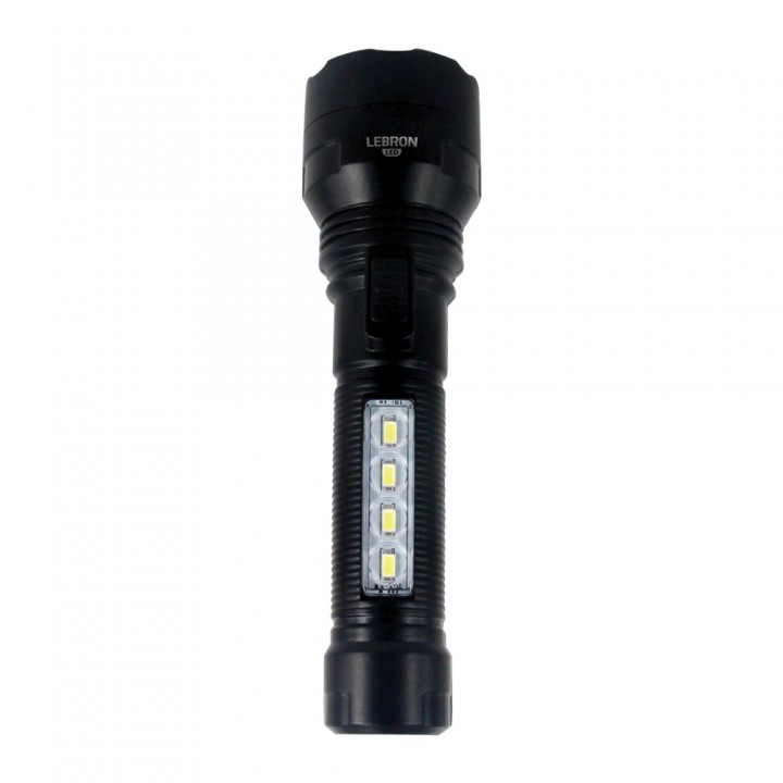 LED ліхтар ручний акумуляторний LEBRON L-HL-40, ABS, чорний, 2W + 0,8W, 1200mAh Li-Ion