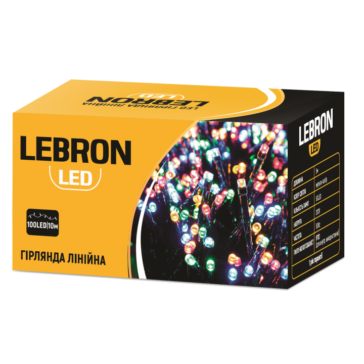 LED гірлянда LEBRON лінійна 10м, 100LED, мульти колір, IP20