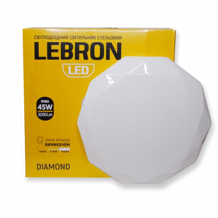 LED св-к LEBRON L-CL-DIAMOND, max 45W, 3000K, 4100K, 6500K, 3200Lm,  Ø380*80mm