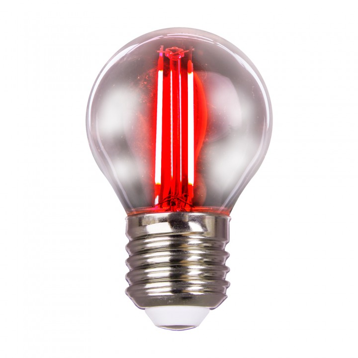 LED лампа VELMAX V-Filament-G45, 2W, E27, червоний, 230V