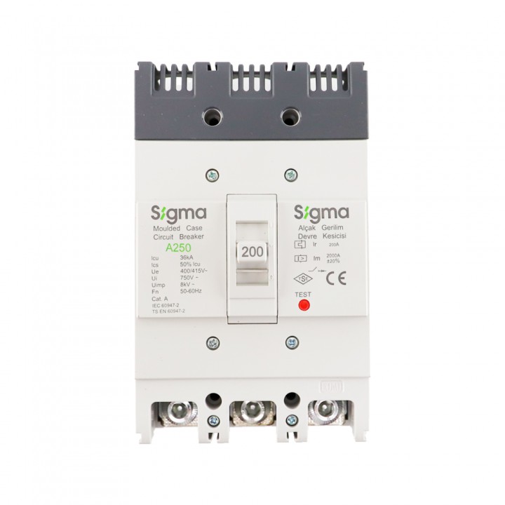 Автоматичний вимикач силовий фіксований SIGMA 3Р, 200A, 36кА