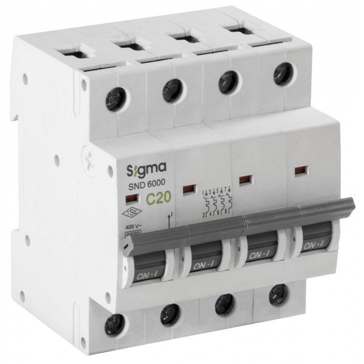 Автоматичний вимикач SIGMA 4,5кА, 4Р, 40А "С" (4SM440C)