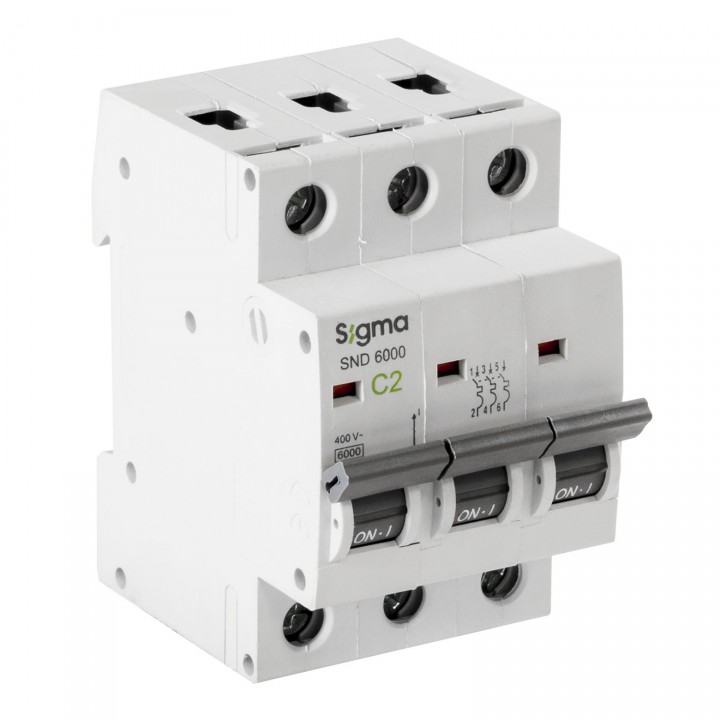 Автоматичний вимикач SIGMA 6кА, 3Р, 40А "С" (6SM340C)