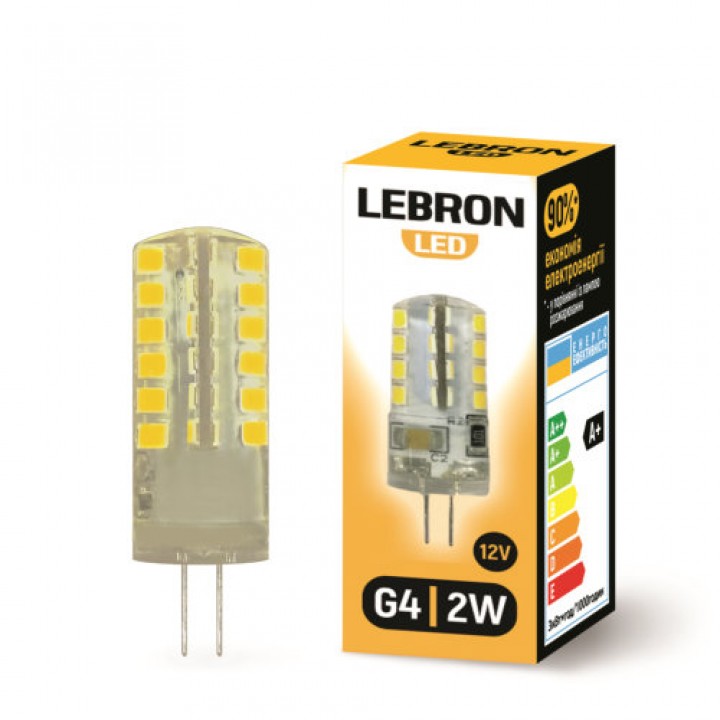 LED лампа LEBRON L-G4, 2W, 12V, G4, 4500K, 200Lm, кут 360°