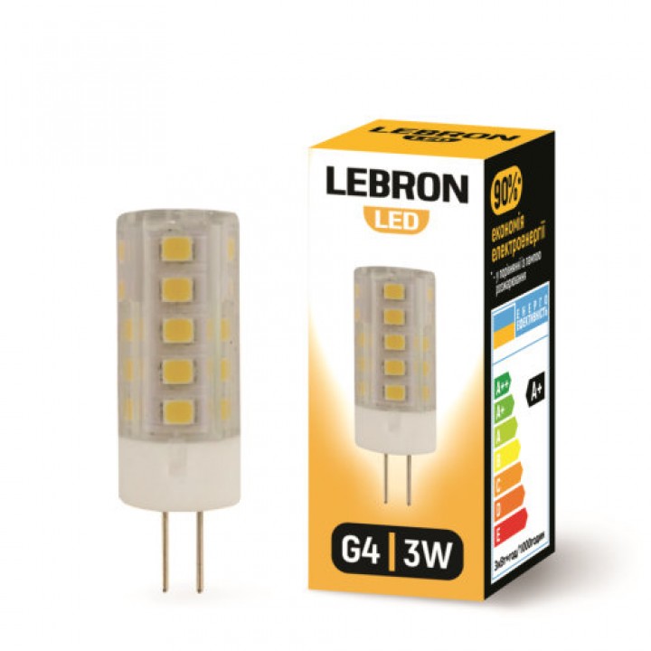 LED лампа Lebron L-G4, 3W, G4, 4500K, 280Lm, кут 360°.