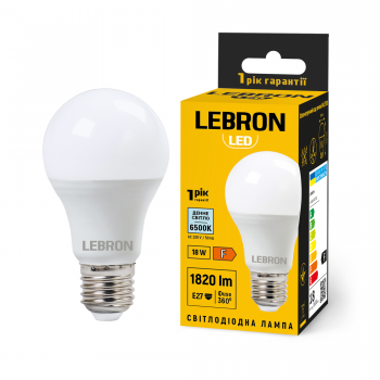 LED лампа LEBRON L-A80-182765, 18W, Е27, 6500K, 230V