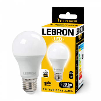 LED лампа LEBRON L-A60-102741, 10W, Е27, 4100K, акустичний датчик, 230V
