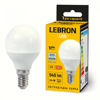 LED лампа LEBRON L-G45-61465, 6W, Е14, 6500K, 230V