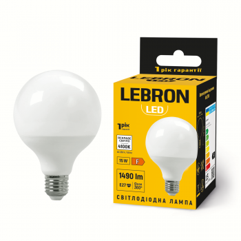 LED лампа LEBRON L-G95-152741, 15W, Е27, 4100K, 230V