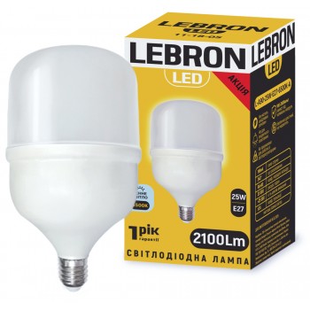 LED лампа LEBRON L-А90, 25W, Е27, 6500K, 2100Lm.