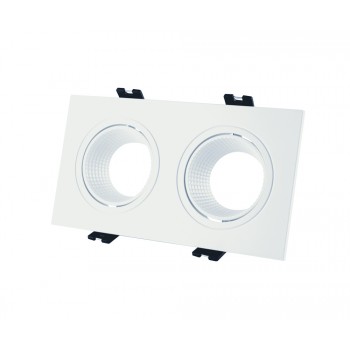 Корпус для світильника LEBRON L-DL-S2-Wh, 2*MR16, вбудований поворотний, білий, пластик