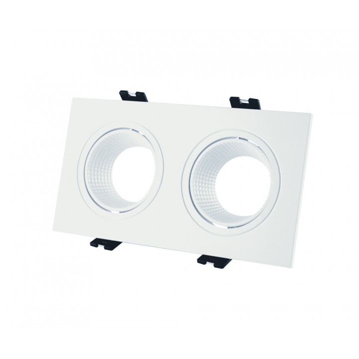 Корпус для світильника LEBRON L-DL-S2-Wh, 2*MR16, вбудований поворотний, білий, пластик
