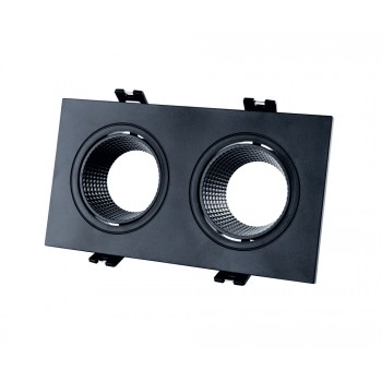 Корпус для світильника LEBRON L-DL-S2-Bl, 2*MR16, вбудований поворотний, чорний пластик