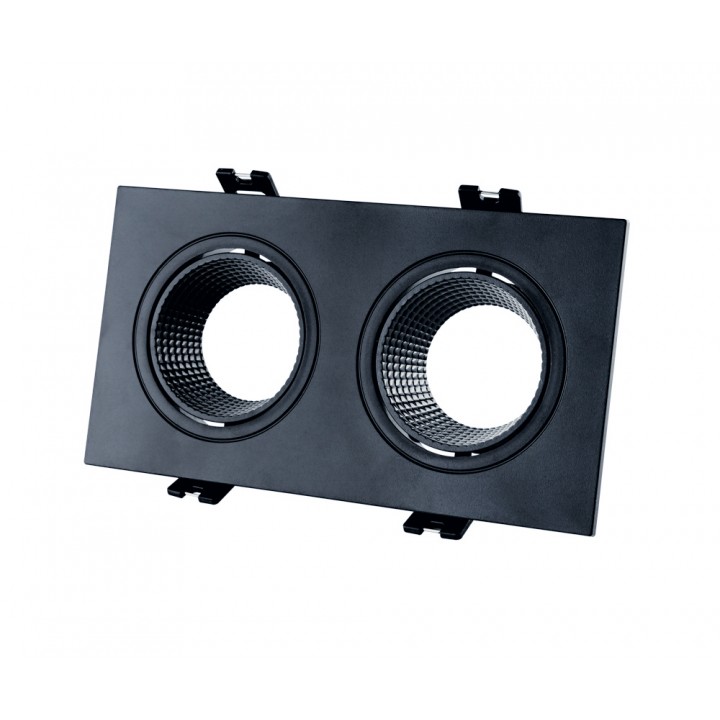 Корпус для світильника LEBRON L-DL-S2-Bl, 2*MR16, вбудований поворотний, чорний пластик