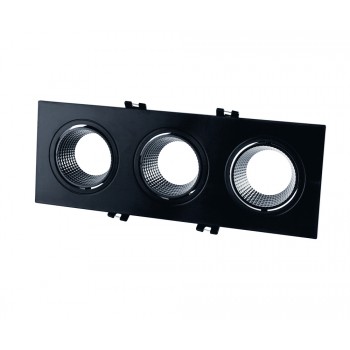 Корпус для світильника LEBRON L-DL-S3-Bl, 3*MR16, вбудований поворотний, чорний, пластик