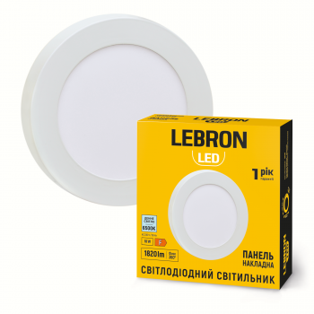 LED світильник LEBRON L-PRS-1865, 18W, накладний, 6500K, з блоком живлення.