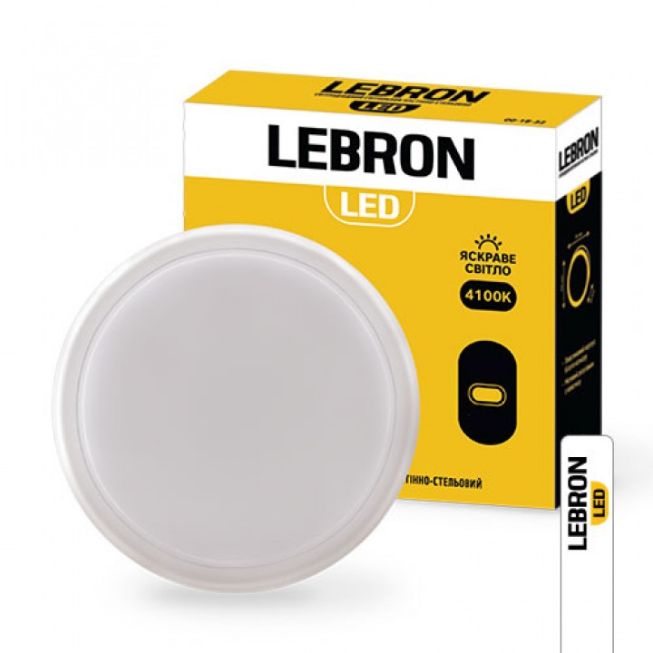 LED світильник LEBRON L-WLR-S, 8W, круглий, 4100K, 720Lm, ІР65, СВЧ датчик руху