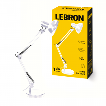 Лампа настільна телескопічна LEBRON L-TL-Tel-LONG, E27, 40W, біла