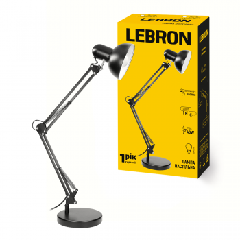 Лампа настільна телескопічна LEBRON L-TL-Tel-LONG, E27, 40W, чорна