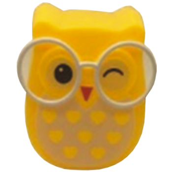 LED Нічник в розетку "Совеня в окулярах" з вимикачем LEBRON L-W090, 1W,  жовтий