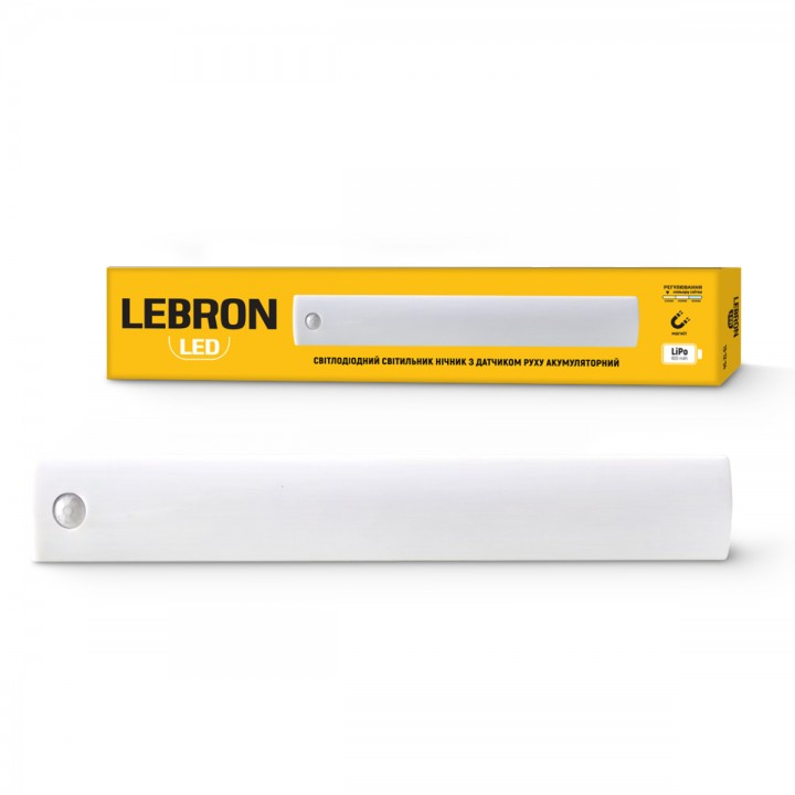 LED світильник нічник LEBRON L-NLS-2003, LiPo 800 mAh, 1W, датчик руху, магніт, шнур USB