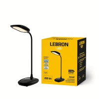LED лампа настільна LEBRON L-TL-7706BL, 5W, 3000-6500K, Li-ion 2400mAh, шнур USB, чорна