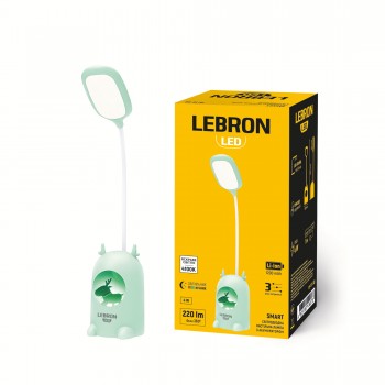 LED лампа настільна LEBRON L-TL-L-58, 4W, 4100K, Li-ion 1200mAh, зелена, USB