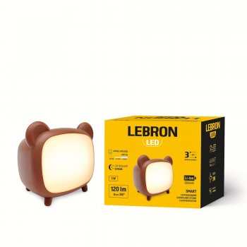 LED світильник нічник LEBRON L-TL-L-80, 3W, 3000-6500K, Li-ion 1200mAh, коричневий, USB