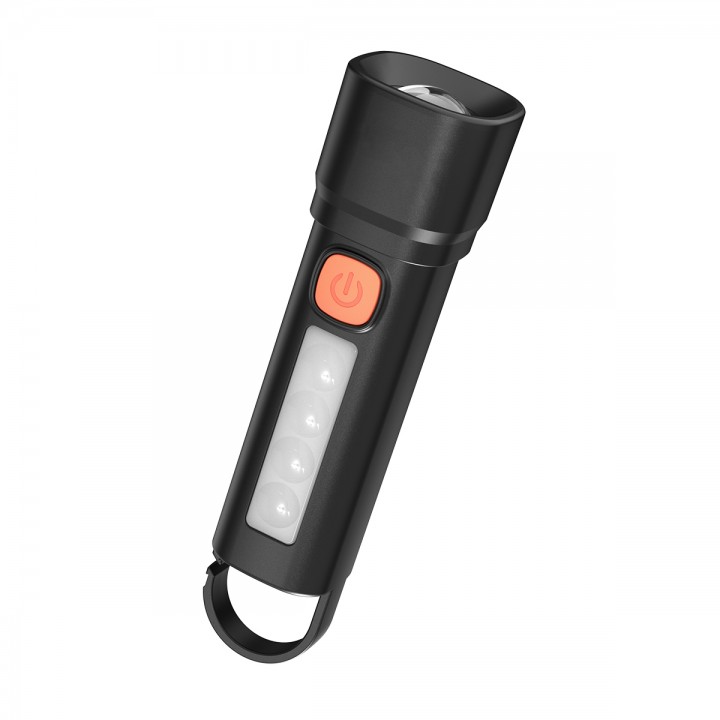LED ліхтар ручний LEBRON L-HL-8108, 1,8W, Li-ion 1200mAh, 13,3см, шнур USB, чорний