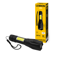 LED ліхтар ручний LEBRON L-HL-10185, ABS, 3W, 10000K, Li-ion 400mAh, чорний, шнур Type-C/USB