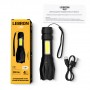 LED ліхтар ручний LEBRON L-HL-10185, ABS, 3W, 10000K, Li-ion 400mAh, чорний, шнур Type-C/USB
