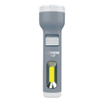 LED ліхтар ручний акумуляторний LEBRON L-HL-30, ABS, сірий, 1W + 1W COB, USB, 1200mAh Li-Ion