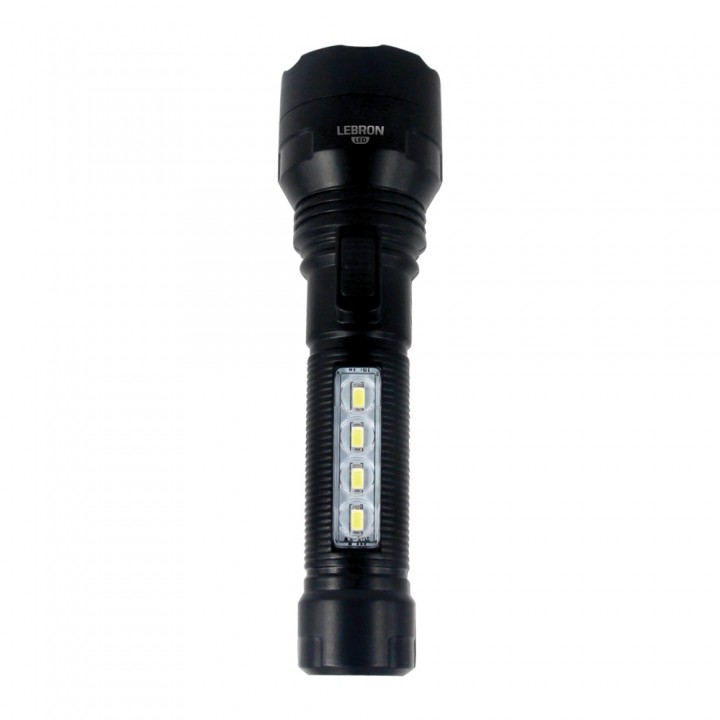 LED ліхтар ручний акумуляторний LEBRON L-HL-40, ABS, чорний, 2W + 0,8W, 1200mAh Li-Ion