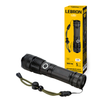 LED ліхтар ручний LEBRON L-HL-10213, алюміній, 8W, 10000K, Li-ion 1200mAh, чорний, шнур Type-C/USB