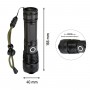 LED ліхтар ручний LEBRON L-HL-10213, алюміній, 8W, 10000K, Li-ion 1200mAh, чорний, шнур Type-C/USB