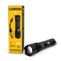 LED ліхтар ручний LEBRON L-HL-10213, алюміній, 8W, 10000K, Li-ion 1200mAh, чорний, шнур Type-C/USB