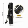 LED ліхтар ручний LEBRON L-HL-10213, алюміній, 8W, 10000K, Li-ion 1200mAh, чорний, шнур Type-C/USB