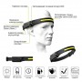 LED ліхтар налобний LEBRON L-HL-10157, ABS+силікон, 3W, 6500K, Li-Ion 1200mAh, чорний, шнур USB