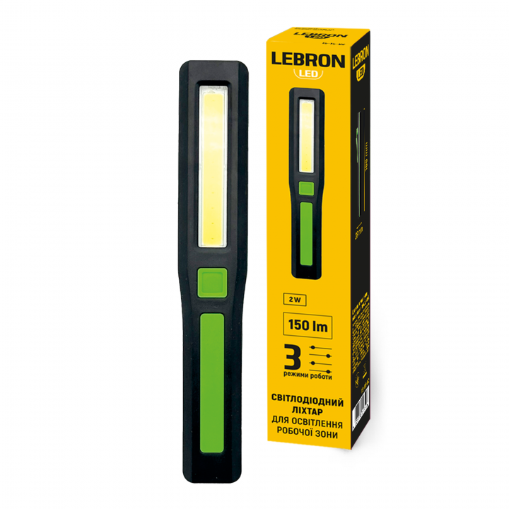 LED ліхтар для робочих зон LEBRON L-HL-11171, ABS, 2W, 10000K, під батарейки 3хААА