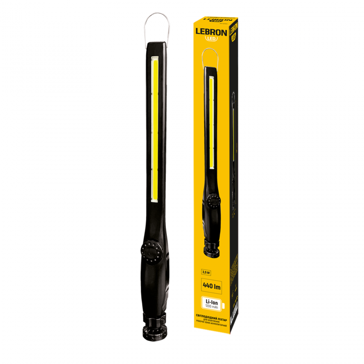 LED ліхтар для робочих зон LEBRON L-HL-11188, ABS+PC, 3.5W, 10000K, Li-ion 1200mAh, шнур Type-C/USB